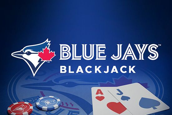Blue Jays Blackjack: Blackjack tile with the Toronto Blue Jays logo, chips and cards.