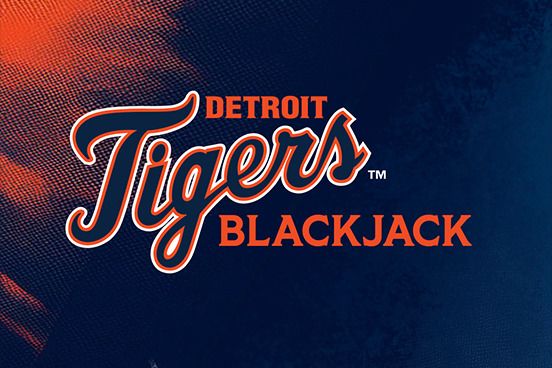 Detroit Tigers Blackjack: Blackjack tile with the Detroit Tigers script logo on navy.