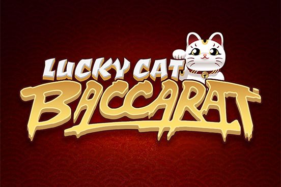 Lucky Cat Baccarat: Baccarat tile with a waving lucky cat over gold script lettering on red.
