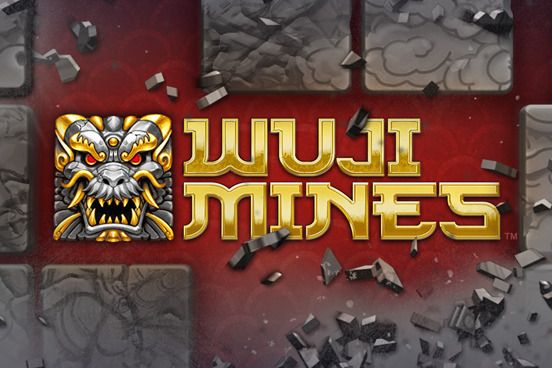 Wuji Mines: Mines tile with a gold dragon-head emblem and cracked stone tiles on red.